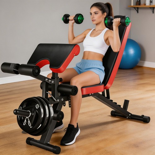Adjustable weight bench with - adjustable,